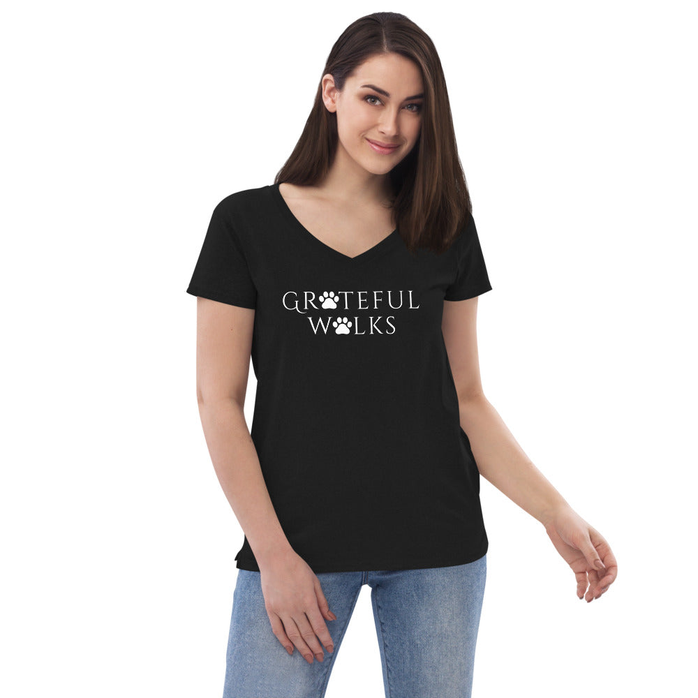 Women’s recycled v-neck Grateful Walks t-shirt