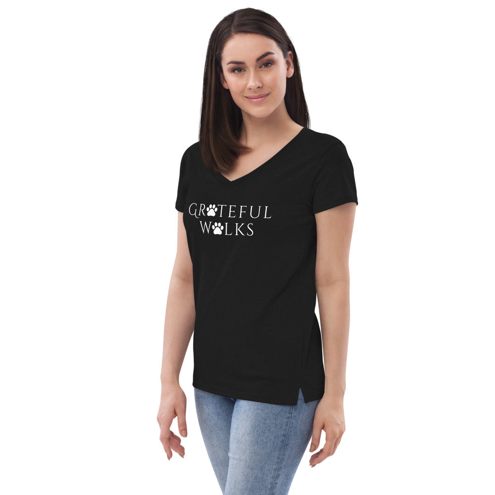 Women’s recycled v-neck Grateful Walks t-shirt