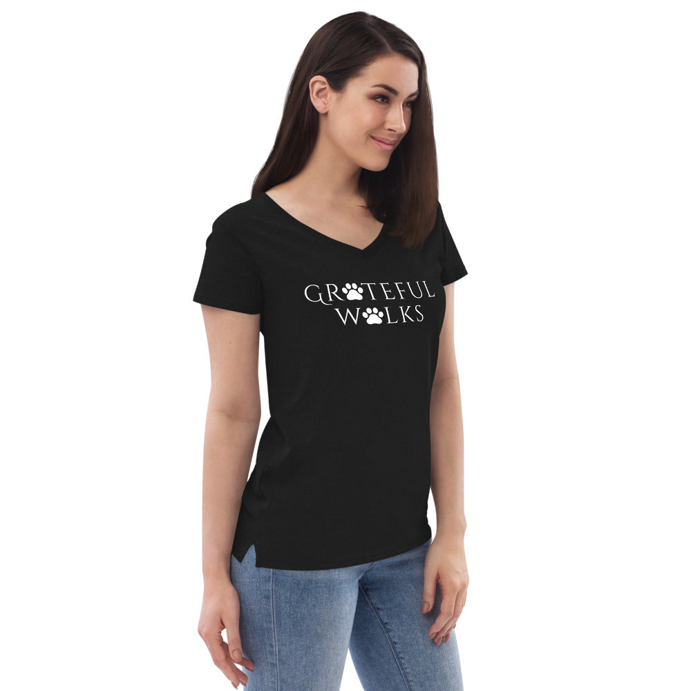 Women’s recycled v-neck Grateful Walks t-shirt