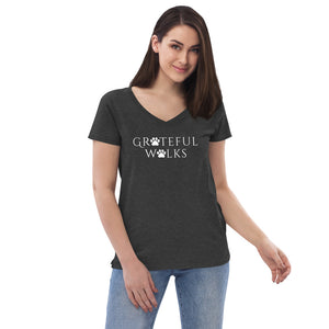 Women’s recycled v-neck Grateful Walks t-shirt