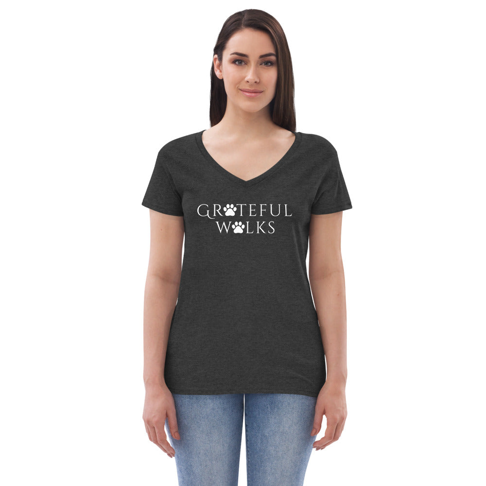 Women’s recycled v-neck Grateful Walks t-shirt