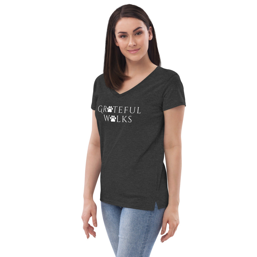 Women’s recycled v-neck Grateful Walks t-shirt