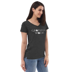 Women’s recycled v-neck Grateful Walks t-shirt