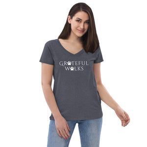 Women’s recycled v-neck Grateful Walks t-shirt