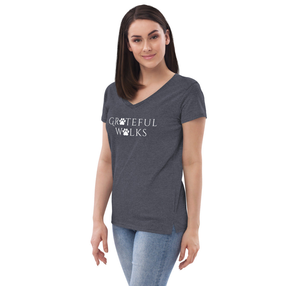 Women’s recycled v-neck Grateful Walks t-shirt