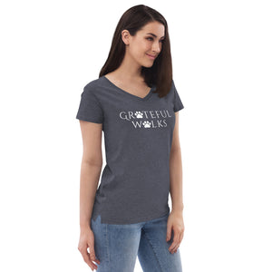 Women’s recycled v-neck Grateful Walks t-shirt